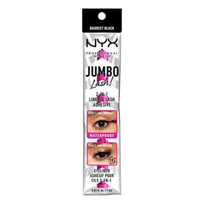 NYX Professional Makeup 2-in-1 Liner & Wimpernkleber, Hohe Haltbarkeit, Wasserfeste Formel, Filzstift-Applikator, Jumbo Lash!, Baddest Black von NYX PROFESSIONAL MAKEUP