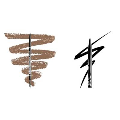 NYX Professional Makeup Augenbrauenstift, Micro Brow Pencil, Beidseitig mit ausdrehbarem Augenbrauenstift und Bürstchen, Vegane Formel, Farbton:Taupe & Epic Ink Eyeliner, Filzstift, wasserfest,schwarz von NYX PROFESSIONAL MAKEUP