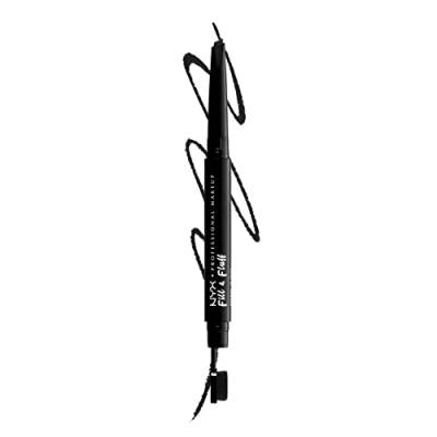 NYX Professional Makeup Augenbrauenstift mit Wachs-Formel, präziser Spitze und Verblender-Bürste, Fill & Fluff Eyebrow Pomade Pencil, Black (Schwarz) von NYX PROFESSIONAL MAKEUP