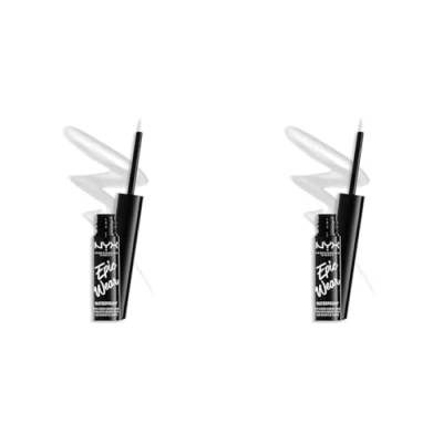 NYX Professional Makeup Epic Wear Semi-Permanent Liquid Liner, Langlebig, Wasserfest, Eyeliner und Body Art für Gesicht und Körper, Mattes Finish, Farbe: Weiß (Packung mit 2) von NYX PROFESSIONAL MAKEUP