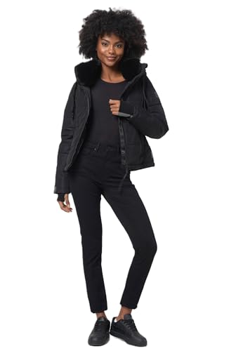 Navahoo Damen Jacke Winter Steppjacke warm Kapuze gesteppt B981 [B981-Mitlieb-Schwarz-Gr.S] von Navahoo