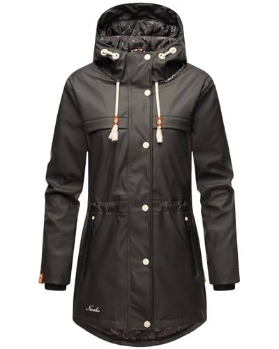 Navahoo Damen Regenmantel Teddyfutter Regenjacke mit Kapuze Wasserdicht [B935-R-Forest-Schwarz-Gr.M] von Navahoo