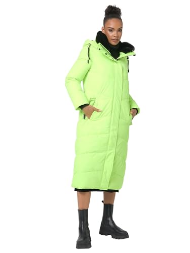 Navahoo Damen Winterjacke warmer Wintermantel Parka Winter Jacke lang gesteppt B976 [B976-Hinguck-Neon-Green-Gr.S] von Navahoo