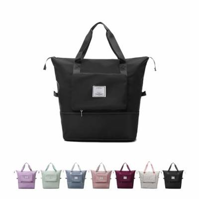 Foldie Travel Bag Expandable, Large Capacity Folding Travel Bag, Lightweight Waterproof Foldable Travel Bag, Travel Duffel Bag, Weekender Travel Bag, Overnight Bag for Women, Black von NeZih