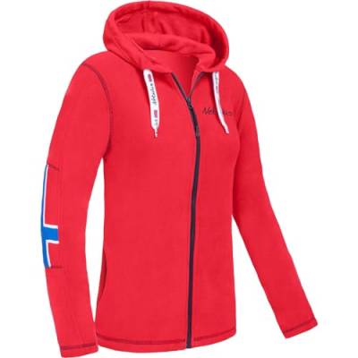 Nebulus Damen Fleecejacke NORDAST, warme Fleece Jacke, mit langem Full-Zip Reißverschluss (DE/NL/SE/PL, Alphanumerisch, M, Regular, Regular, rot-schwarz) von Nebulus