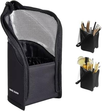 Nicoone Make- Up Pinsel Tasche,Wasserdicht Kosmetiktasche mit 6 Inneren Taschen,Multifunktionaler Kosmetikpinselhalter für Damen und Mädchen von Nicoone