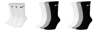 Nike 9 Paar Socken Herren Damen Weiß Grau Schwarz Tennissocken Sportsocken Sparset SX7664 Größe 34 36 38 40 42 44 46 48 50, Sockengröße:46-50, Farbe:weiß/grau/grau von Nike