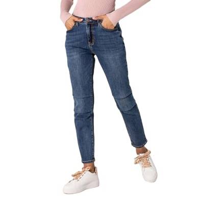 Nina Carter Damen Boyfriend Jeans High Waist MOM Jeans Parachute Style Used-Look Waschungseffekt, Dunkelblau (Q1892-1), L von Nina Carter