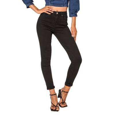 Nina Carter Damen Skinny Fit Jeanshosen High Waist Jeans Used-Look, Schwarz (P078-8), S von Nina Carter