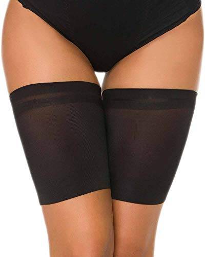 Niwicee Elastische Oberschenkelbänder Damen Oberschenkelschoner Verhindern Reibung Anti Rutsch Thigh Bands Protektor Anti-Reibung Bänder Oberschenkel Socken mit Silikon-Schwarz-C von Niwicee