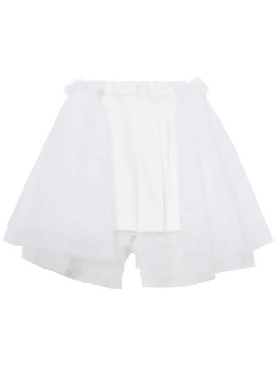 Noir Kei Ninomiya Ausgestellte Shorts mit Tüll-Overlay - Weiß von Noir Kei Ninomiya