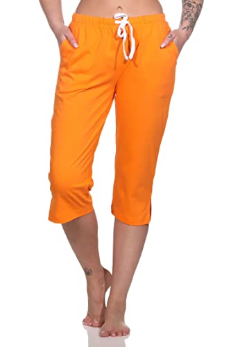 Damen Schlafanzug Capri-Hose 3/4-lang in unifarben - perfekt zu kombinieren, Farbe:orange, Größe:48-50 von Normann