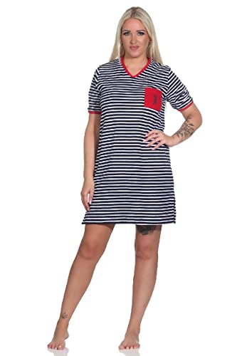 Normann Damen Frottee Nachthemd Strandkleid in maritimer Optik - auch in Übergrössen, Farbe:Marine, Größe:40-42 von Normann