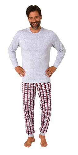 Normann Herren Langarm Schlafanzug mit Bündchen und Karierter Jersey Hose, Farbe:grau2, Größe:48 von Normann
