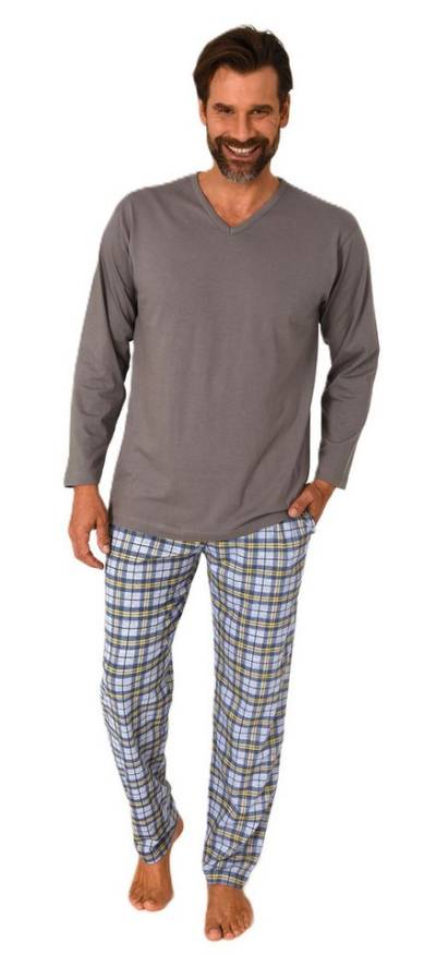 Normann Pyjama Normann Herren Schlafanzug lang mit Karo Hose - auch in Übergröße von Normann