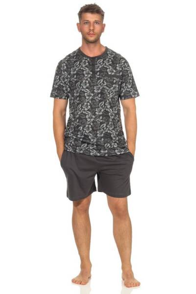 Normann Pyjama Herren Shorty Pyjama kurzarm Schlafanzug in Hawaiii-Hemden Optik von Normann