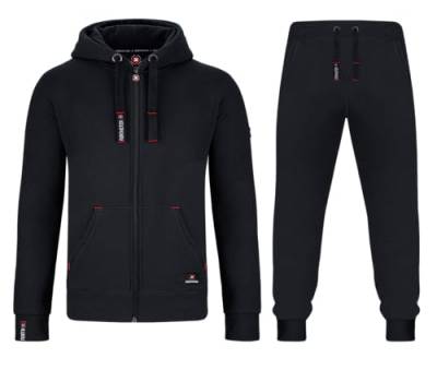 Northster Herren Joggingsuit aus Baumwolle Freizeitanzug Trainingsanzug Hausanzug, schwarz, M von Northster