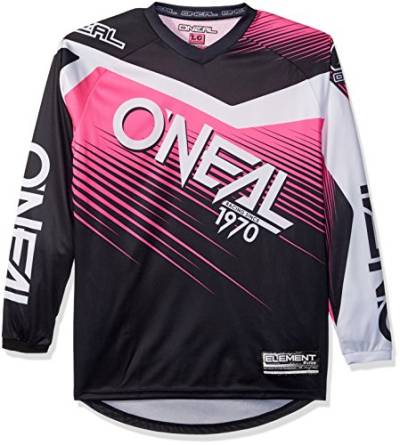 O'NEAL | Motocross-Shirt Langarm | MTB MX Mountainbike | Gepolsterter Ellbogenschutz, Atmungsaktiv, V-Ausschnitt | Element Jersey RACEWEAR Women | Damen | Schwarz Pink | Größe XL von O'NEAL