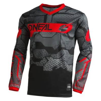 O'NEAL | Motocross-Shirt langarm | Kinder | MX MTB Mountainbike | Leichtes Material, ergonomischer Slim Fit Schnitt für perfekte Passform | Element Youth Jersey Camo V.22 | Schwarz Rot | S von O'NEAL