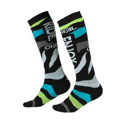 O'NEAL | Mountainbike Motocross Socken | MTB Downhill Freeride | Schweißabsorbierend, Verstärkter Fersen & Sohlenbereich | Pro MX ZoO'NEAL V.22 Socken | Unisex | Erwachsene | Blau Neon-Gelb | One Size von O'NEAL