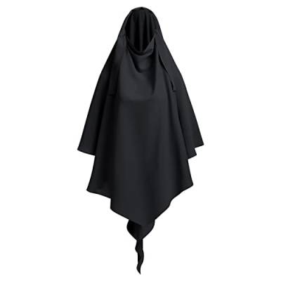 OBEEII Khimar-Hijab für Damen, Hijab Zum Überziehen mit hohem Jilbab für muslimische Dubai Naher Osten Damen Muslim Premium Chiffon Kopftuch Schal Schwarz Einheitsgröße von OBEEII