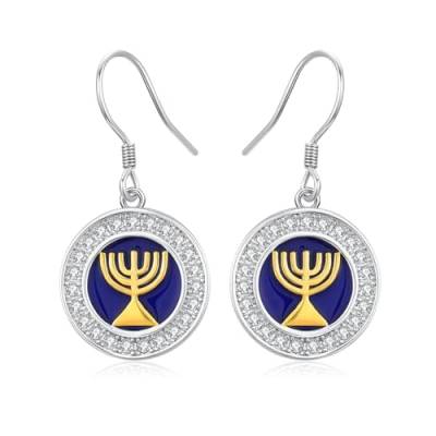 Kerzenständer Tropfen Ohrringe Religiöser Jüdischer Davidstern Israel Hanukkah Menora Jüdische Ohrringe Jüdischer Schmuck für Frauen Mädchen von OHAYOO