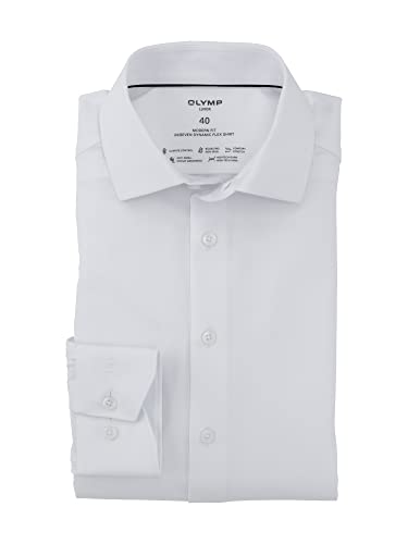 OLYMP Herren Businesshemd Langarm Luxor 24/Seven,Twill,modern fit,Global Kent,Weiss 00,44 von OLYMP