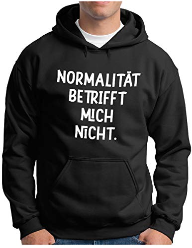 OM3® Sarkastischer Spruch Hoodie | Herren | Normalität betrifft Mich Nicht | Kapuzen-Pullover Schwarz, S von OM3