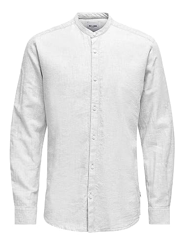 ONLY & SONS Herren Freizeit Hemd ONSCAIDEN SOLID - Slim Fit XS S M L XL XXL, Größe:S, Farbe:White 22019173 von ONLY & SONS