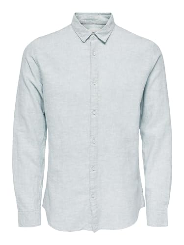 ONLY & SONS Herren ONSCAIDEN LS SOLID Linen Shirt NOOS Kurzarmhemd, Cashmere Blue, XXL von ONLY & SONS