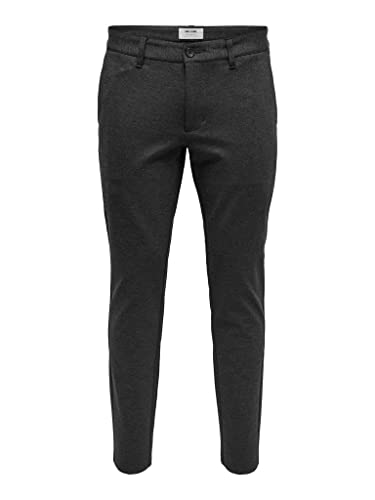 ONLY & SONS Mens Dark Grey Melange Trousers von ONLY & SONS