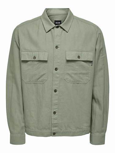 ONLY & SONS Herren Freizeit Hemd ONSKENNET - Relaxed Fit XS S M L XL XXL Beige, Größe:L, Farbe:Swamp 22019758 von ONLY & SONS