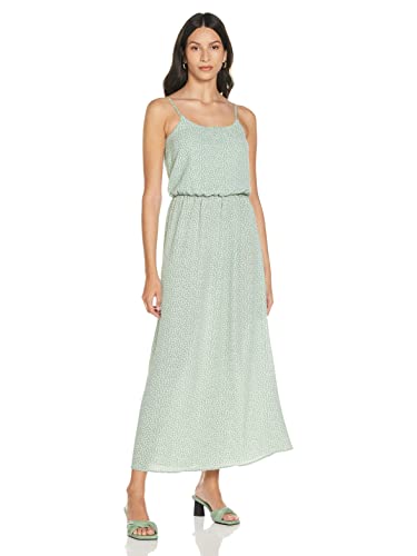 ONLY Damen Ärmelloses Maxi Blusenkleid | Lang Gepunktetes Print Tunika Dress | Spaghetti Träger ONLWINNER, Farben:Grün, Größe:38 von ONLY