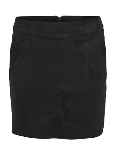 Damen Only Wildleder Rock Julie Faux Suede Bonded Bleistiftrock Ohne Schlitz, Farben:Schwarz, Größe:38 von ONLY