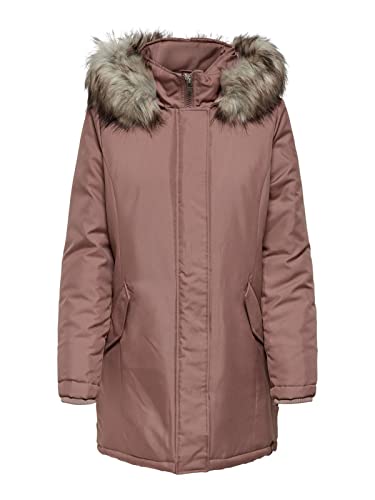 ONLY Damen Winterjacke Katy Parka mit Fell-Kapuze 15156573 rose brown XS von ONLY