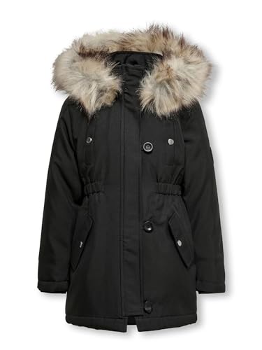 ONLY Mädchen Only Girl Lang 122black Parka, Schwarz, 122 EU von ONLY