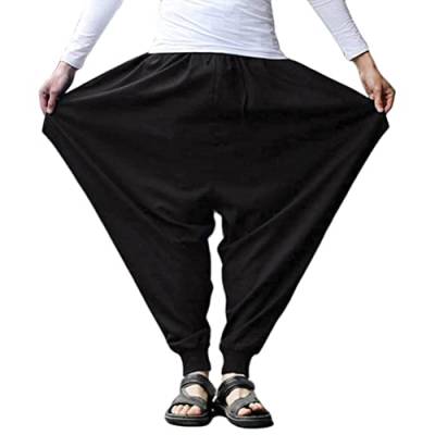 ORANDESIGNE Herren Haremshose Mode,Männer Aladinhose Pluderhose Yoga Goa Hosen Sarouel Baggy Freizeithose A Schwarz XL von ORANDESIGNE