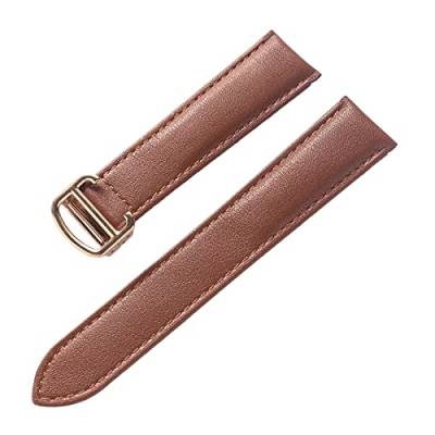 OTSYSTO Uhrenarmbänder, Uhrenarmband-Ersatz, 13–22 mm, for Herren und Damen, bunt, hautfreundlich, weicher Echtleder-Uhrenarmband-Ersatz mit Faltschließe (Color : Brown Rosegold, Size : 16mm) von OTSYSTO