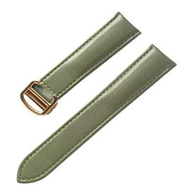 OTSYSTO Uhrenarmbänder, Uhrenarmband-Ersatz, 13–22 mm, for Herren und Damen, bunt, hautfreundlich, weicher Echtleder-Uhrenarmband-Ersatz mit Faltschließe (Color : Olive Green Gold, Size : 21mm) von OTSYSTO