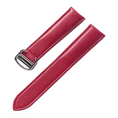 OTSYSTO Uhrenarmbänder, Uhrenarmband-Ersatz, 13–22 mm, for Herren und Damen, bunt, hautfreundlich, weicher Echtleder-Uhrenarmband-Ersatz mit Faltschließe (Color : Red, Size : 16mm) von OTSYSTO