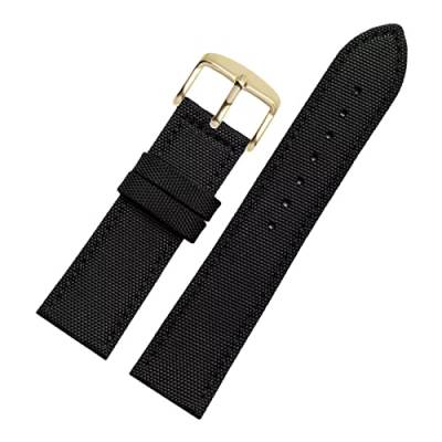 Uhrenarmbänder, Uhrenarmband-Ersatz, 18–24 mm Nylon-Echtleder-Spleißen, wasserdichtes Armband, Schweißabsorbierender Uhrenarmband-Ersatz for Zifferblatt-Quarzuhr ( Color : Black Gold Clasp , Size : 23 von OTSYSTO