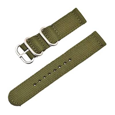 Uhrenarmbänder, Uhrenarmband-Ersatz, 20/22/24 mm, gewebtes Nylon, Nato-Militär-Uhrenarmband, Ersatz-Uhrenarmband, Regenbogen-gestreiftes Druck-Uhrenarmband ( Color : Army Green Silvery Clasp , Size : von OTSYSTO