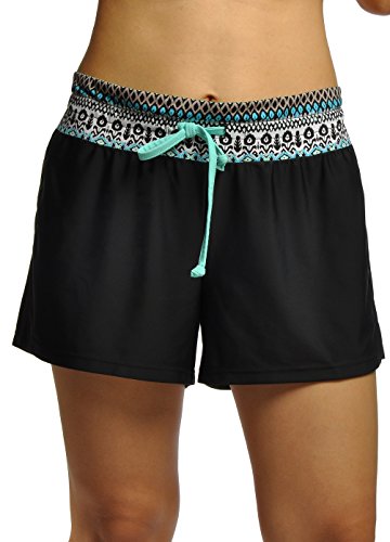 OUO Damen Badeshorts UV Schutz Schwimmen Bikinihose Wassersport Schwimmshorts Boardshorts,Schwarz,XL von OUO