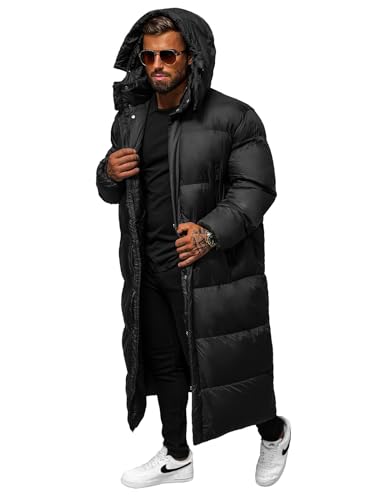 OZONEE Herren Winterjacke Jacke Parka Farbvarianten Warm Winterparka Funktionsparka Wintermantel Lange Kunstfell Gefüttert Outdoor Puffer Jacket Gepolstert O/M3202Z SCHWARZ M von OZONEE