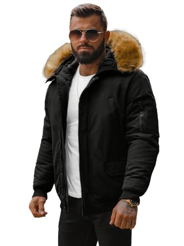 OZONEE Herren Winterjacke Jacke Winter Farbvarianten Warm Bomberjacke Steppjacke Wintermantel Kunstfell Daunenjacke Leichte Outdoor Puffer Jacket Gepolstert 777/2190K/392 SCHWARZ XXL von OZONEE