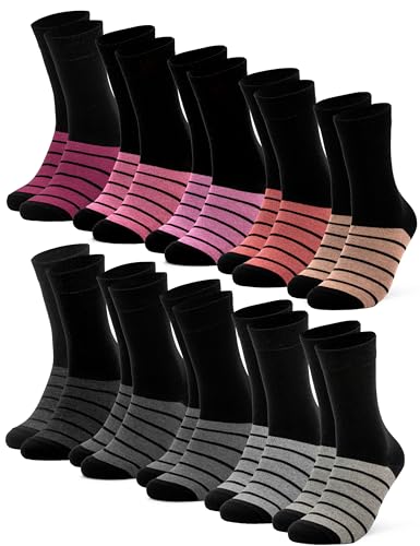 Occulto Damen Farbige Socken 10er Pack (Modell: Laura) Pink Grau 35-38 von Occulto