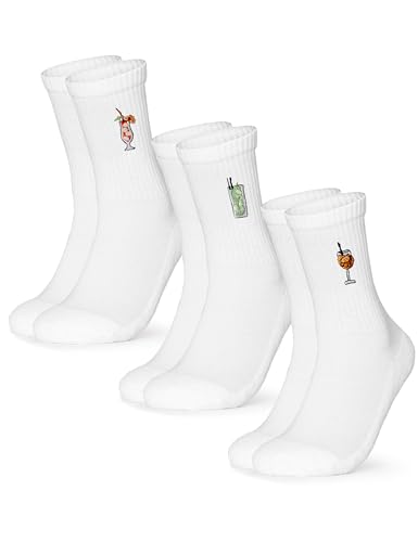 Occulto Damen & Herren Motiv Tennissocken 3er Pack (Modell: Robin), Statement Tennis Socken Drinks 39-42 von Occulto