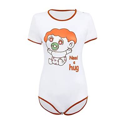 Damen Erwachsene Body ABDL DDLG Kleidung Kurzarm Papas Dessous Neuheit Strampler Nachtwäsche Onesie Pyjama Teddy Shorts Overall Trikot Schlafanzüge Baby M von Odizli