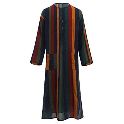 Kaftan Herren Langarm Abaya Muslim Islamische Lang Knopf Hoch Thobe Seite Split Gebetskleidung Männer Ethnische Kleidung Saudi Arabische Muslimische Dubai Robe mit Taschen Scheich Kostüm Gelb M von Odizli