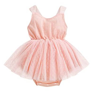 Odizli 1 Geburtstag Mädchen Outfit Ärmellos Blume Stickerei Spitze Strampler Kleid Tüllkleid Babykleidung Neugeborene Erstausstattung Babysachen Set Kleidung Baby Fotoshooting Rosa #1 12-18 Monate von Odizli